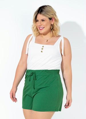 Blusa (Off White) com Alças para Amarrar Plus Size Blusa (Off White) com Alças para Amarrar Plus Size