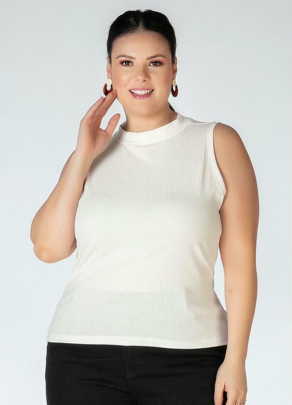 blusa gola alta canelada plus size