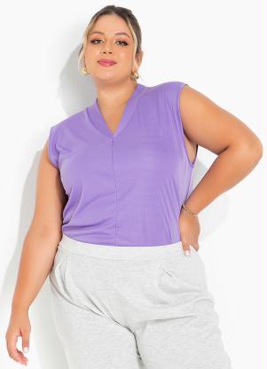 Regata (Lil�s) com Gola em V Plus Size