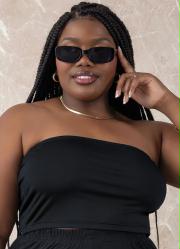 Top Preto com El�stico Plus Size