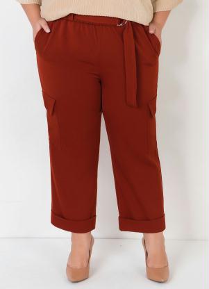 Cal�a Plus Size (Marrom) com Cinto