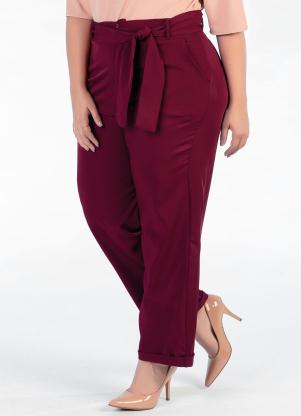 Cal�a Plus Size (Vinho) Social com Faixa