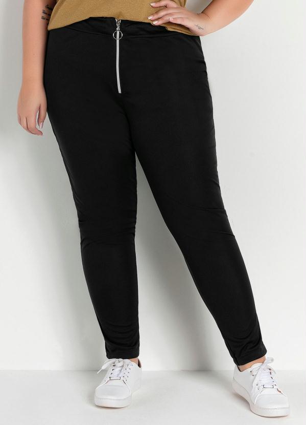 Cal�a (Preta) com Z�per e El�stico Plus Size