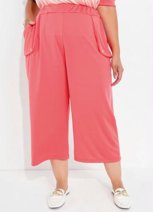 Pantacourt (Coral) com Bolso Funcional Plus Size