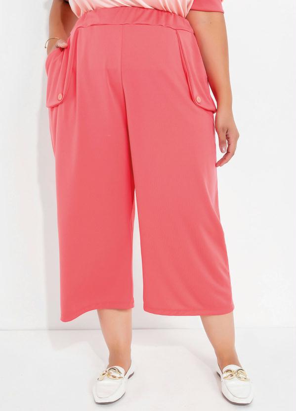 Pantacourt (Coral) com Bolso Funcional Plus Size