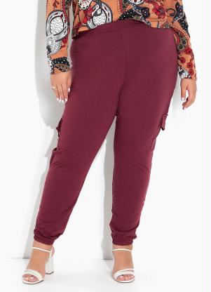 Cal�a Jogger com Bolsos (Bord�) Plus Size