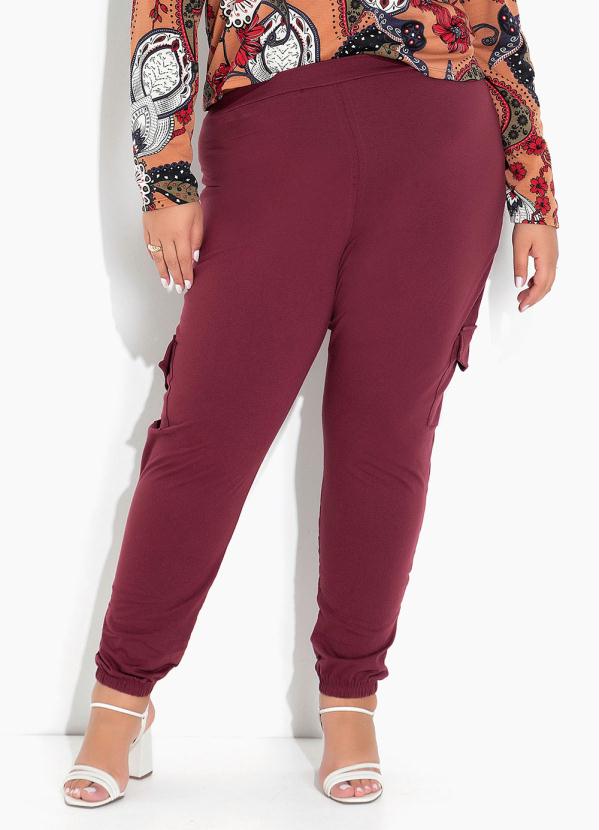 Cal�a Jogger com Bolsos (Bord�) Plus Size