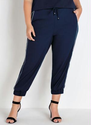 Calça Jogger Plus Size (Marinho) com Filete Calça Jogger Plus Size (Marinho) com Filete