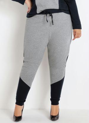 Cal�a Jogger (Preta e Mescla) Plus Size