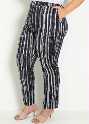 Cal�a (Listrada) com Bolsos Plus Size