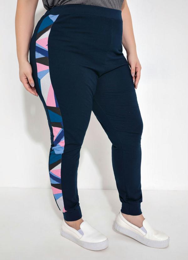 Cal�a (Marinho) com Recortes Laterais Plus Size