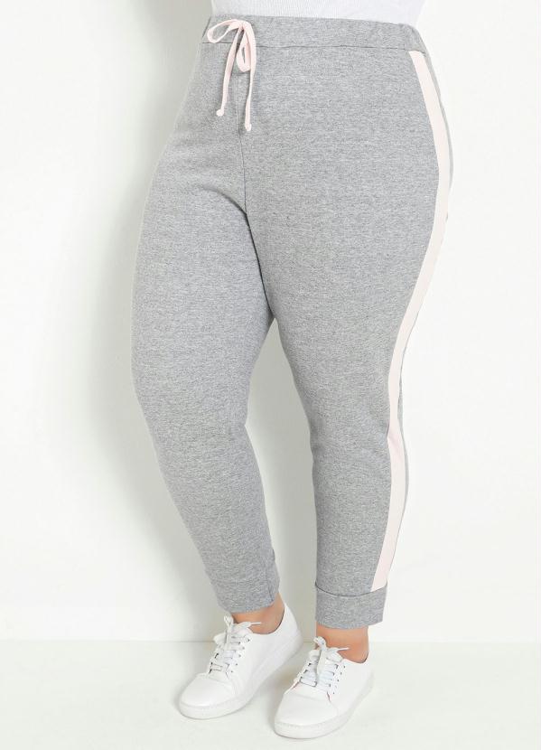 Calça (Mescla) com Recortes Laterais Plus Size Calça (Mescla) com Recortes Laterais Plus Size