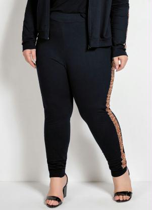 Cal�a (Preta) com Oncinha nas Laterais Plus Size