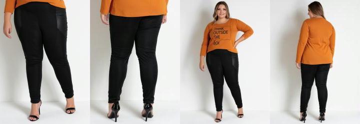 Cal�a Preta com Recortes em Cirr� Plus Size