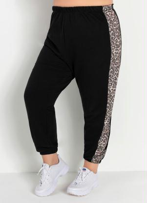 Cal�a (Preta e On�a) com Recortes Plus Size