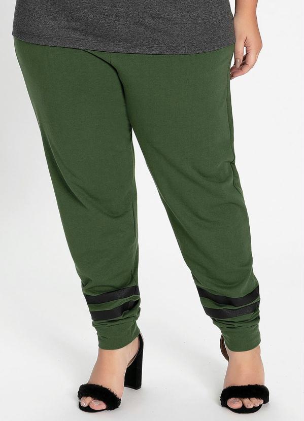 Cal�a (Verde Militar) com Listras Plus Size