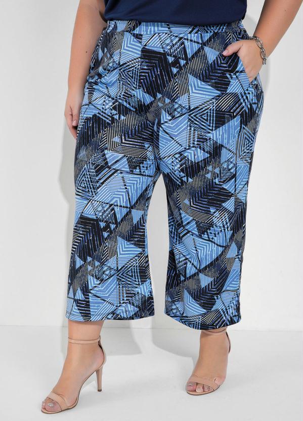 Cal�a com Bolso (Abstrata Azul) Plus Size