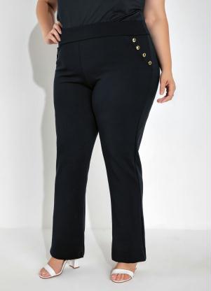 Calça Flare Plus Size (Preta) com Botões Calça Flare Plus Size (Preta) com Botões