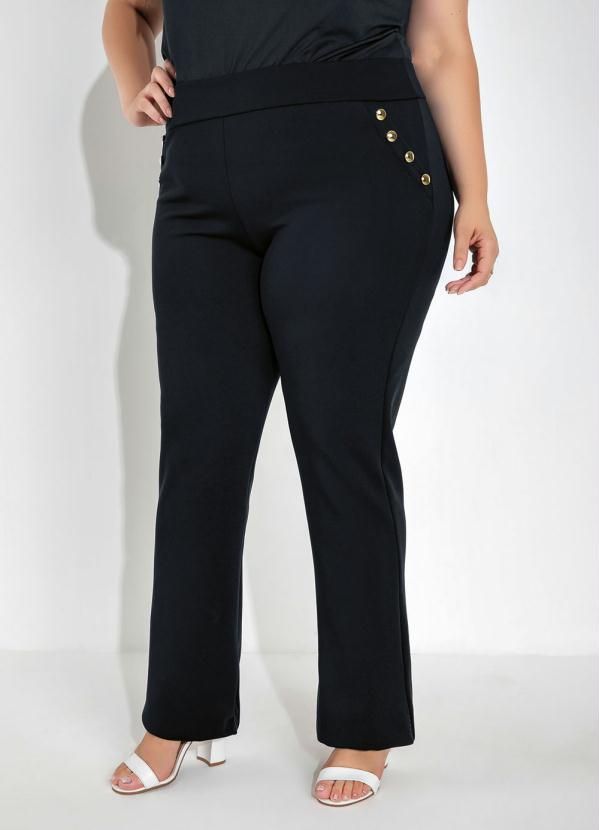 Calça Flare Plus Size (Preta) com Botões Calça Flare Plus Size (Preta) com Botões
