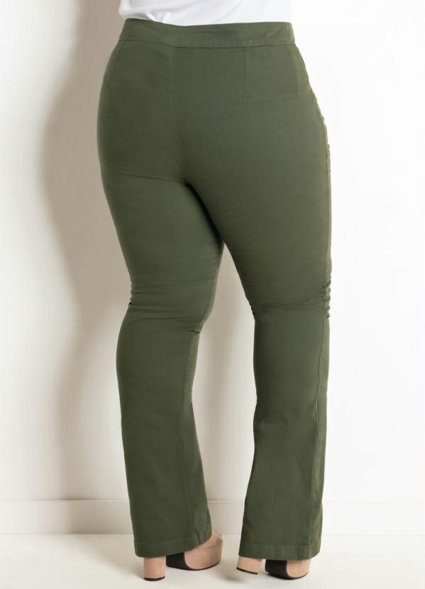 calça plus size verde militar