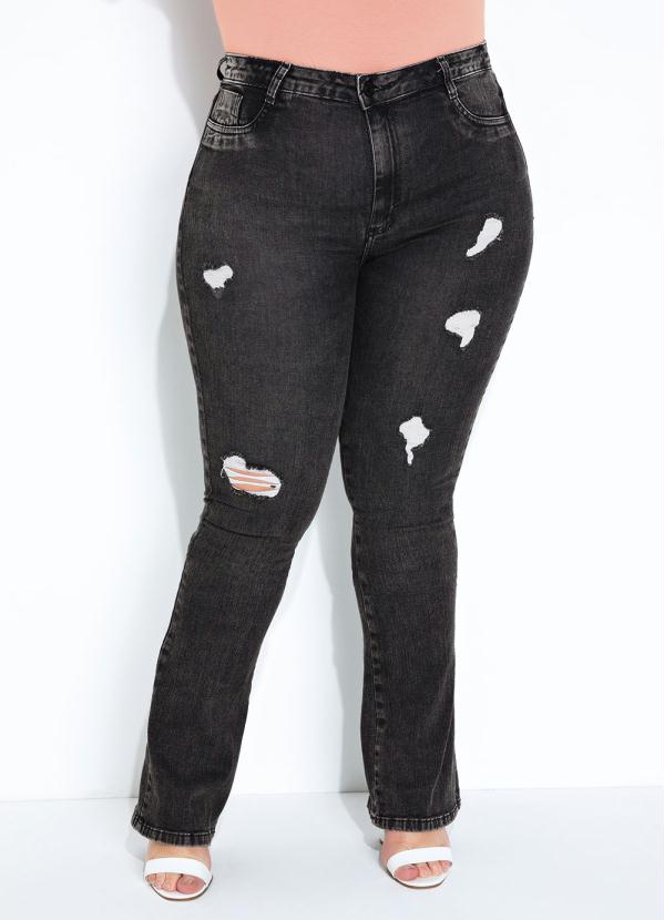 Cal�a (Cinza) Boot Cut Super Lipo Sawary Plus Size