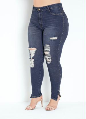 Calça (Jeans) Cigarrete com Ziper Sawary Plus Size Calça (Jeans) Cigarrete com Ziper Sawary Plus Size