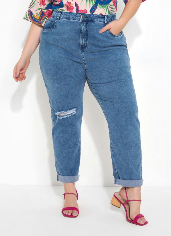 Calça (Jeans Clara) Mom com Bolsos Plus Size Calça (Jeans Clara) Mom com Bolsos Plus Size