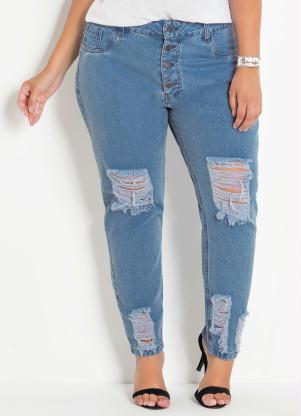 calça jeans clara feminina rasgada