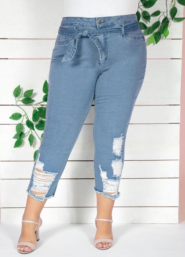 calça clochard jeans plus size