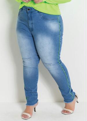 Calça (Jeans) Plus Size Destroyed com Efeito Neon Calça (Jeans) Plus Size Destroyed com Efeito Neon
