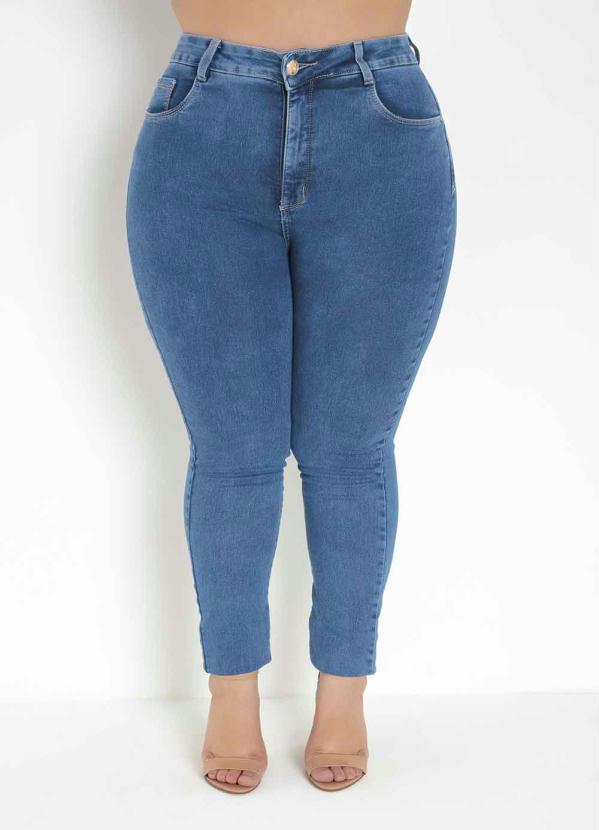 Cal�a (Jeans) Skinny com Bolsos Plus Size Sawary