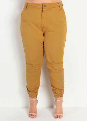 Calça Jogger (Mostarda) com Bolsos Plus Size Calça Jogger (Mostarda) com Bolsos Plus Size