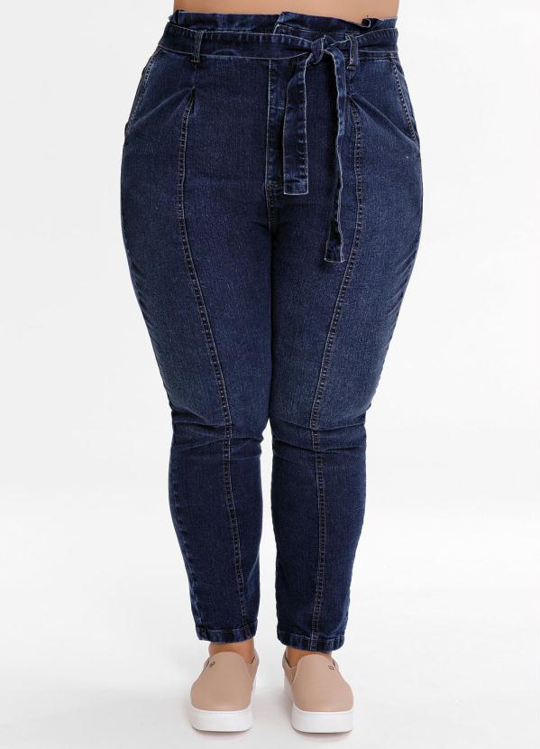 Cal�a Plus Size (Jeans Escuro) com Faixa