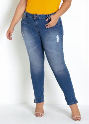 Cal�a Sawary Plus Size (Jeans) com Strass