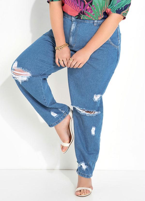 Calça Slouchy (Jeans) Destroyed Sawary Plus Size Calça Slouchy (Jeans) Destroyed Sawary Plus Size