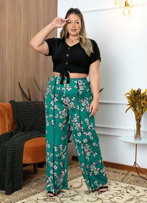 Cal�a (Borboletas) Pantalona Plus Size