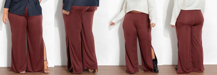 Cal�a Marrom com Fendas Laterais Plus Size