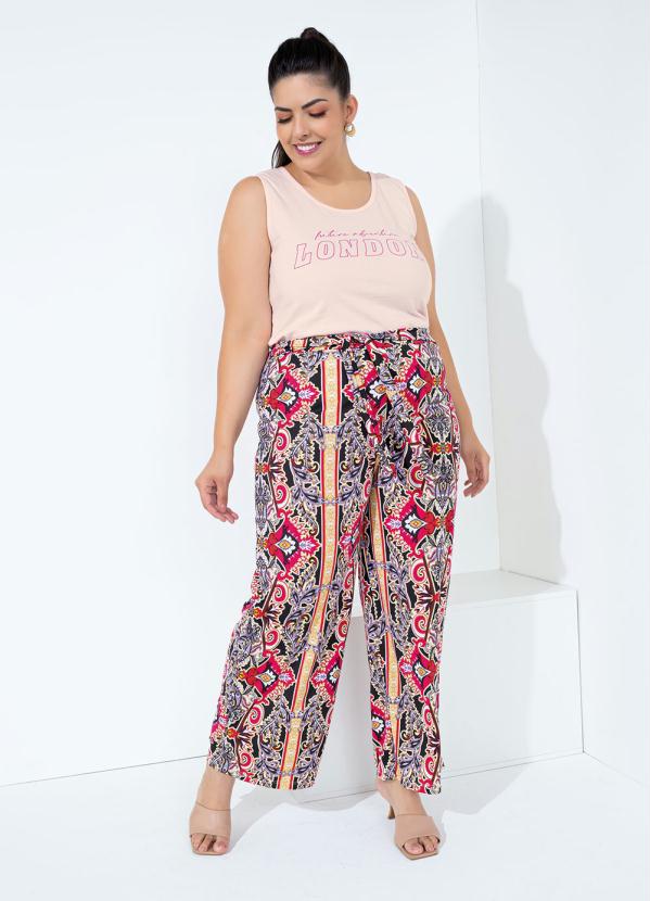 Cal�a Pantalona Cropped (Arabescos) Plus Size