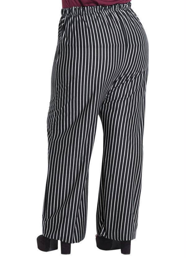 calça pantalona listrada plus size