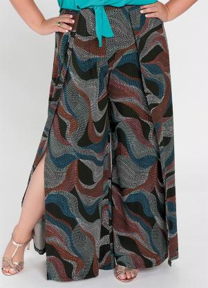 Calça Pantalona (Mineral Poá) com Fendas Calça Pantalona (Mineral Poá) com Fendas