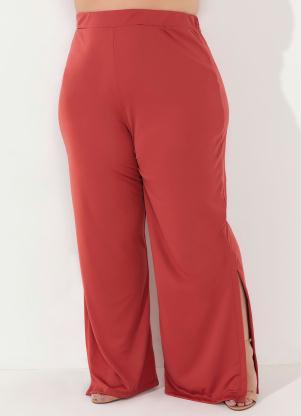 Cal�a Pantalona (Terracota) com Fendas Plus Size