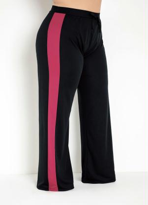 Cal�a (Preta e Pink) Pantalona Plus Size