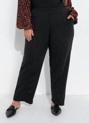 Cal�a Plus Size (Preta) com El�stico e Bolsos