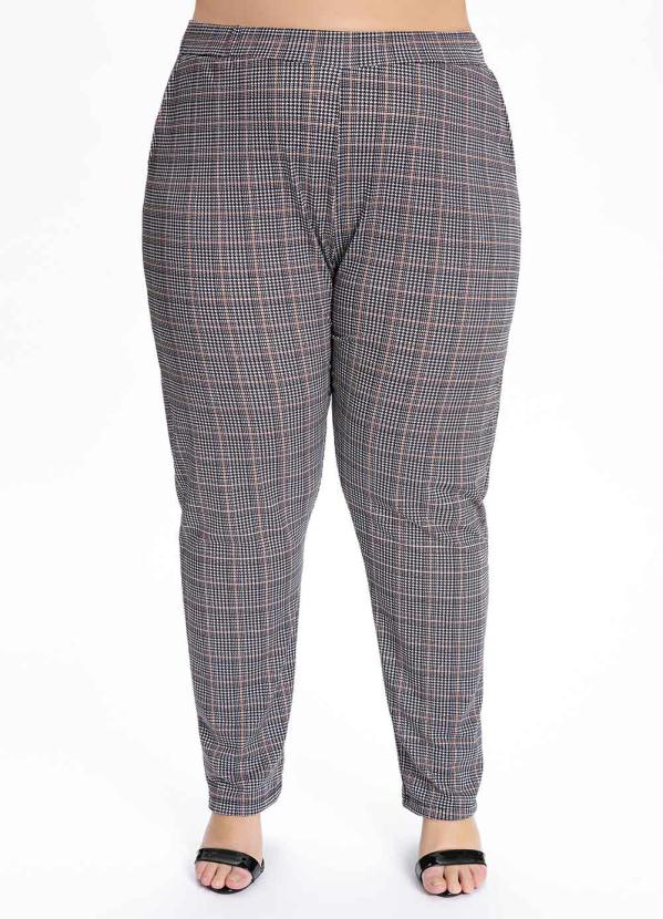 Calça Plus Size (Xadrez) com Elástico na Cintura Calça Plus Size (Xadrez) com Elástico na Cintura