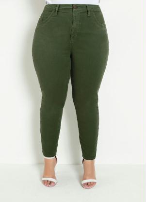 Cal�a Skinny (Verde Militar) Plus Size