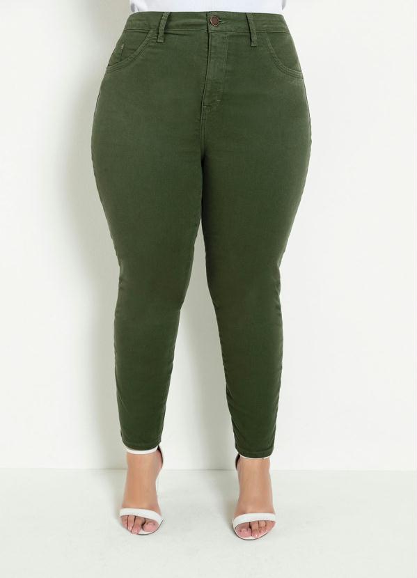 Cal�a Skinny (Verde Militar) Plus Size
