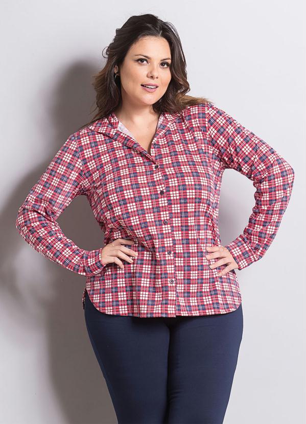 Camisa Manga Longa (Xadrez) Marguerite Plus Size