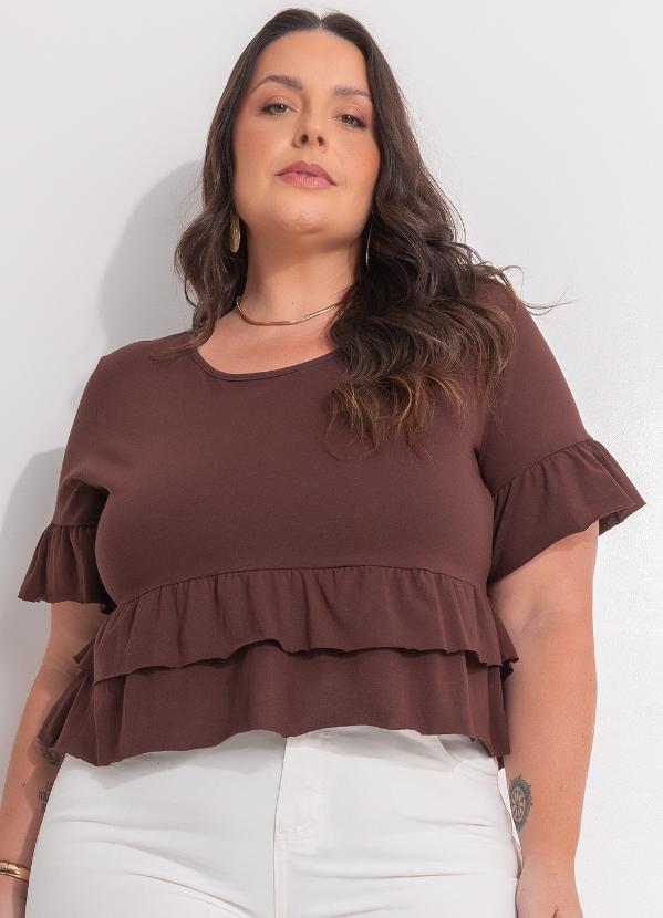 Blusa (Marrom) em Malha de Algod�o