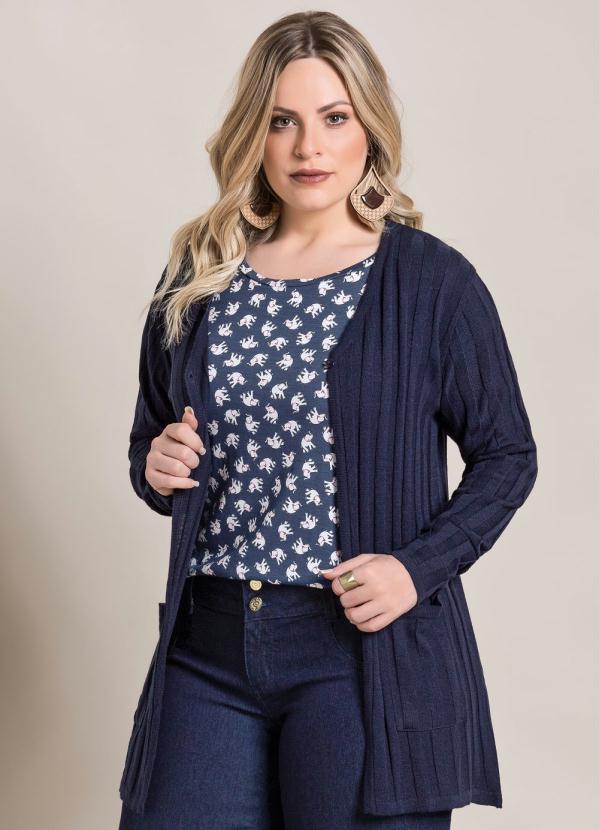 casaco tricot plus size