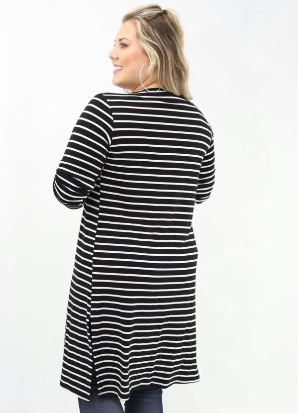 cardigan alongado listrado